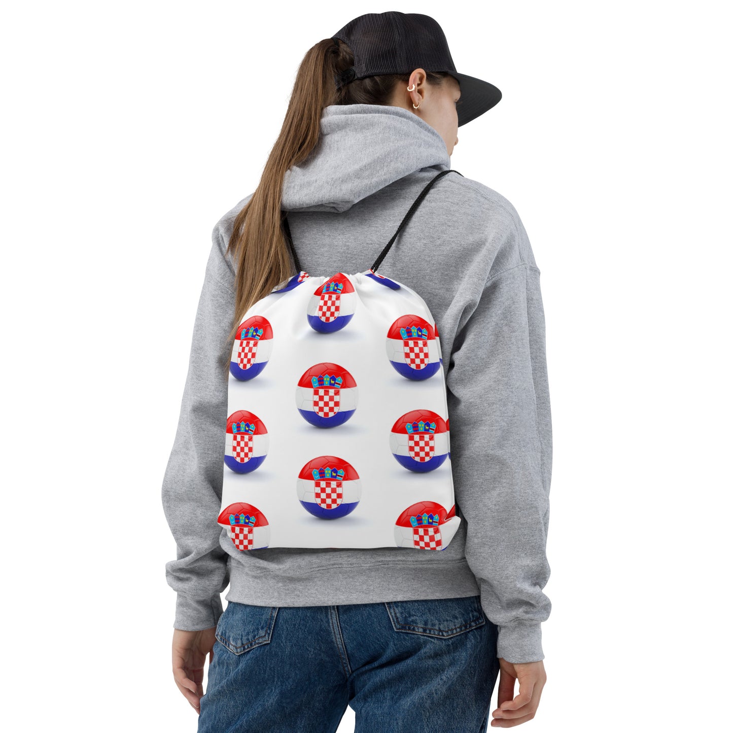 Croatian Soccer Ball Drawstring bag