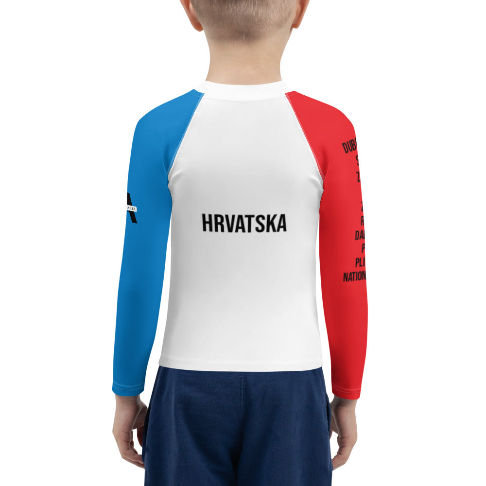 Croatian Apparel Navy Blue and Red Kids Rash Guard