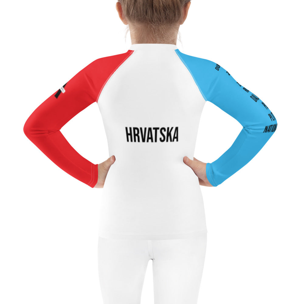 Croatian Apparel Sky Blue and Red Kids Rash Guard
