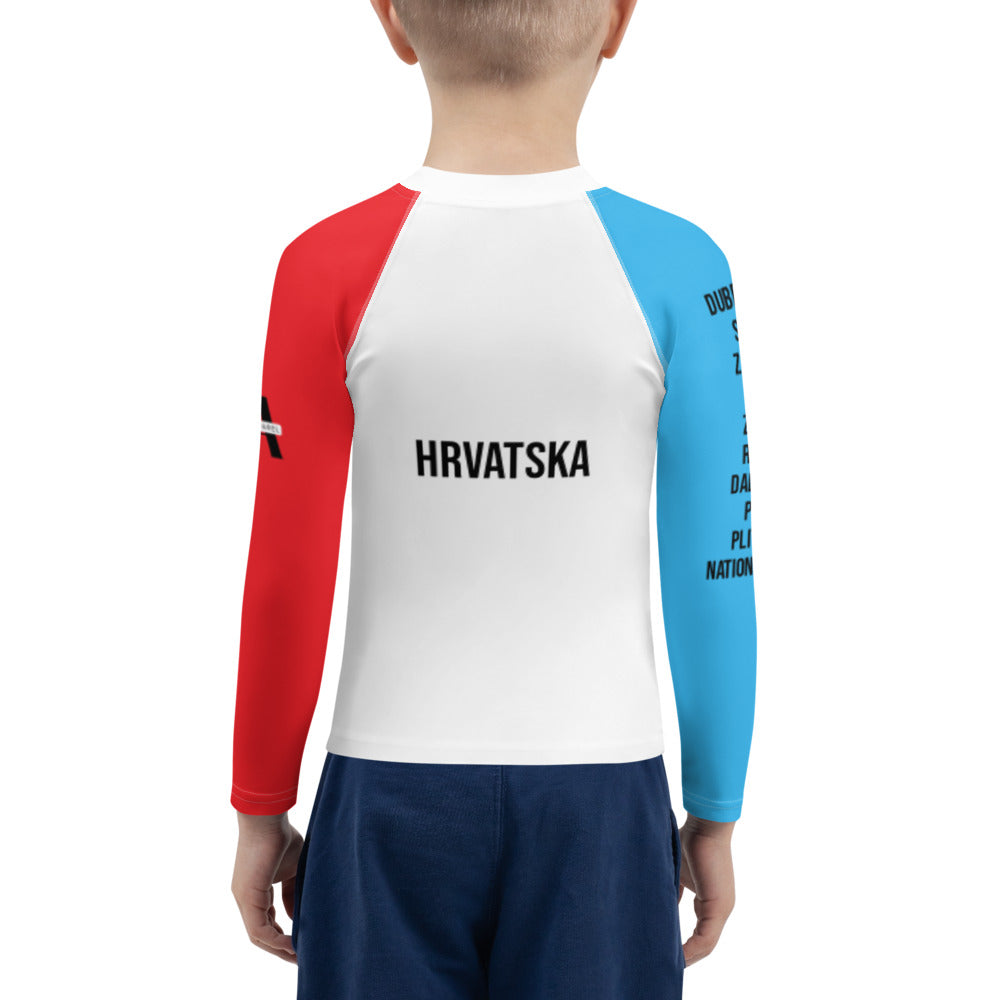 Croatian Apparel Sky Blue and Red Kids Rash Guard
