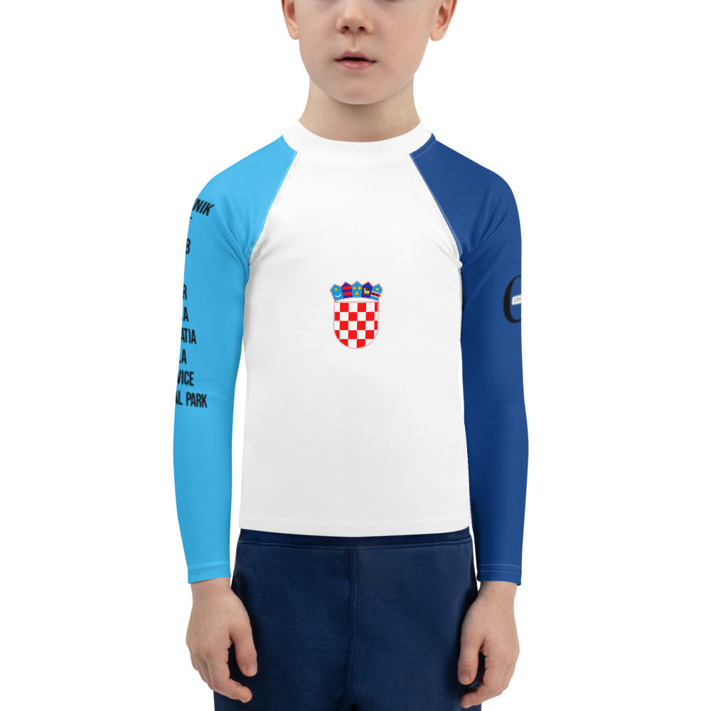 Croatian Apparel Sky Blue and Dark Blue Kids Rash Guard
