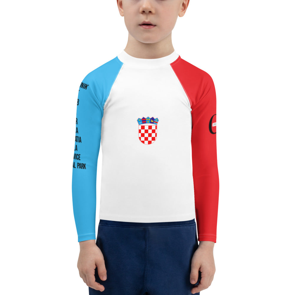 Croatian Apparel Sky Blue and Red Kids Rash Guard