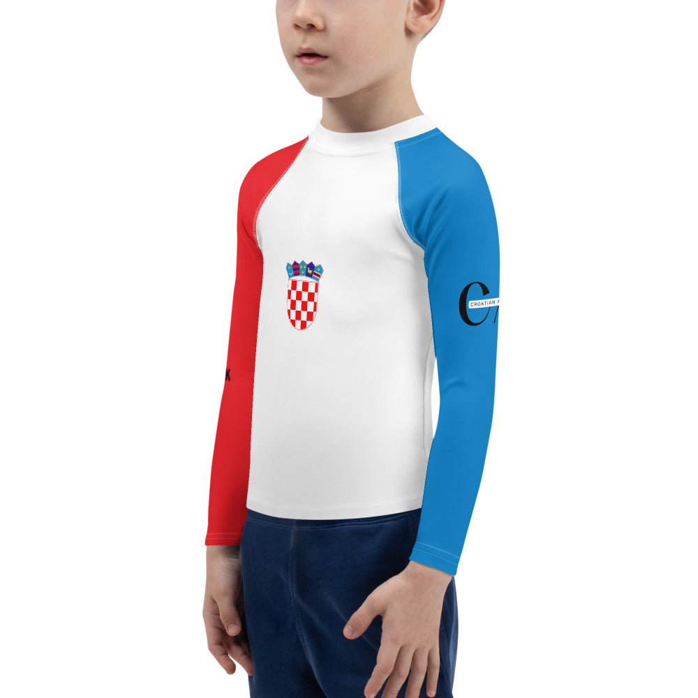 Croatian Apparel Navy Blue and Red Kids Rash Guard