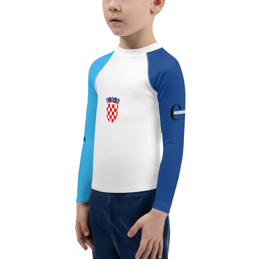 Croatian Apparel Sky Blue and Dark Blue Kids Rash Guard