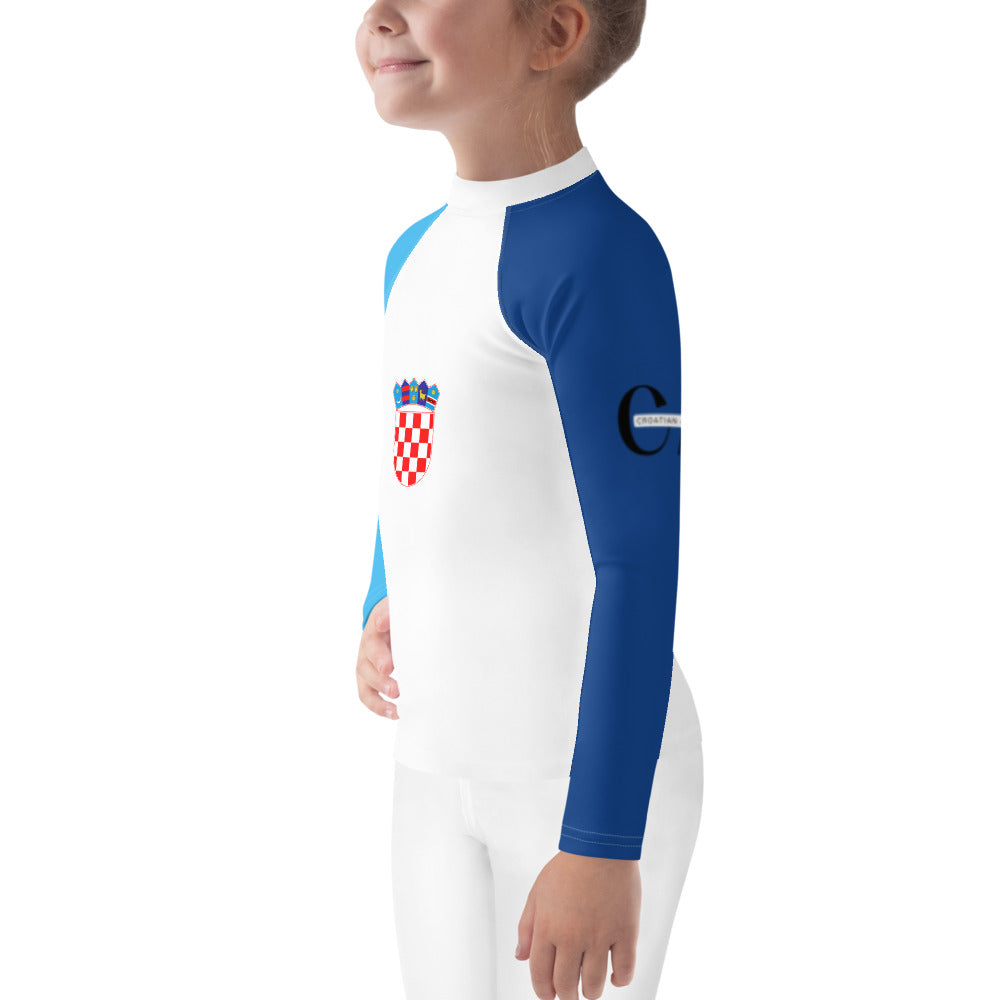 Croatian Apparel Sky Blue and Dark Blue Kids Rash Guard
