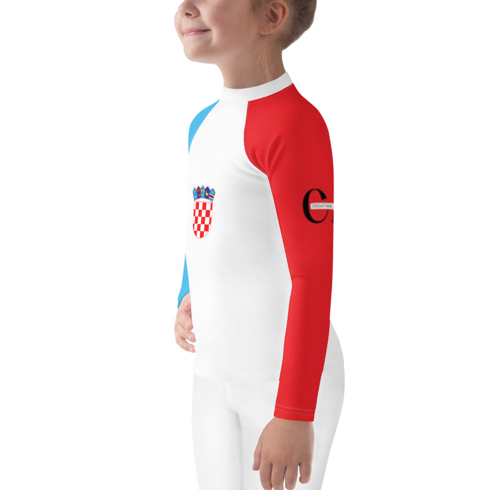 Croatian Apparel Sky Blue and Red Kids Rash Guard