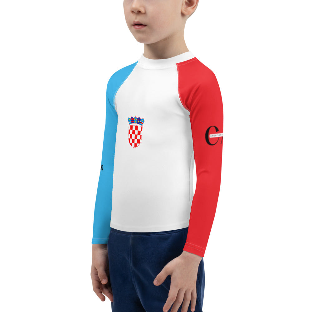 Croatian Apparel Sky Blue and Red Kids Rash Guard