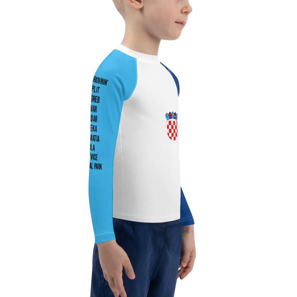 Croatian Apparel Sky Blue and Dark Blue Kids Rash Guard