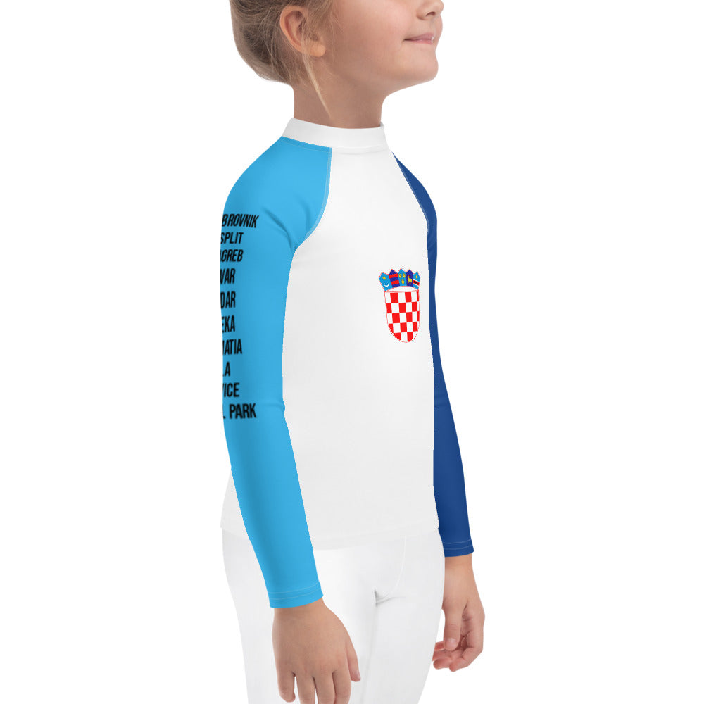 Croatian Apparel Sky Blue and Dark Blue Kids Rash Guard