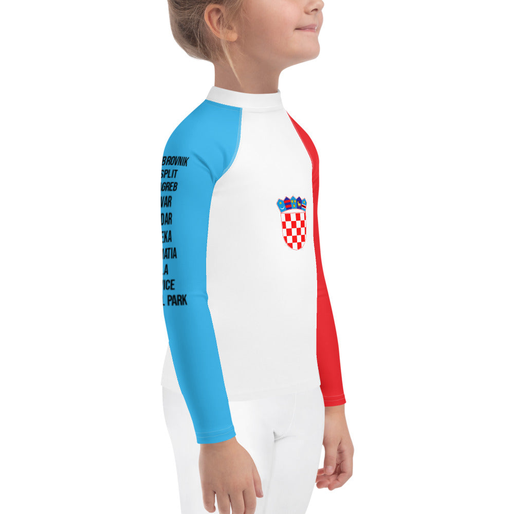 Croatian Apparel Sky Blue and Red Kids Rash Guard