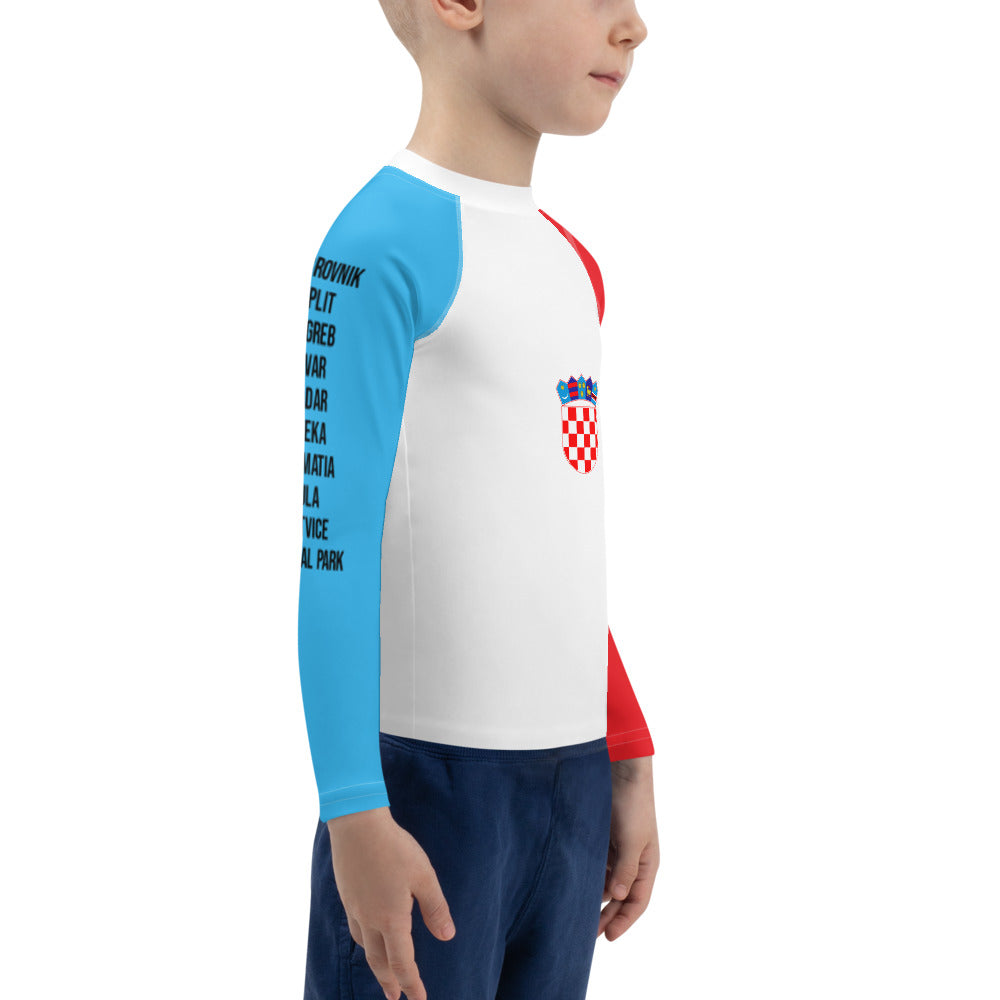 Croatian Apparel Sky Blue and Red Kids Rash Guard