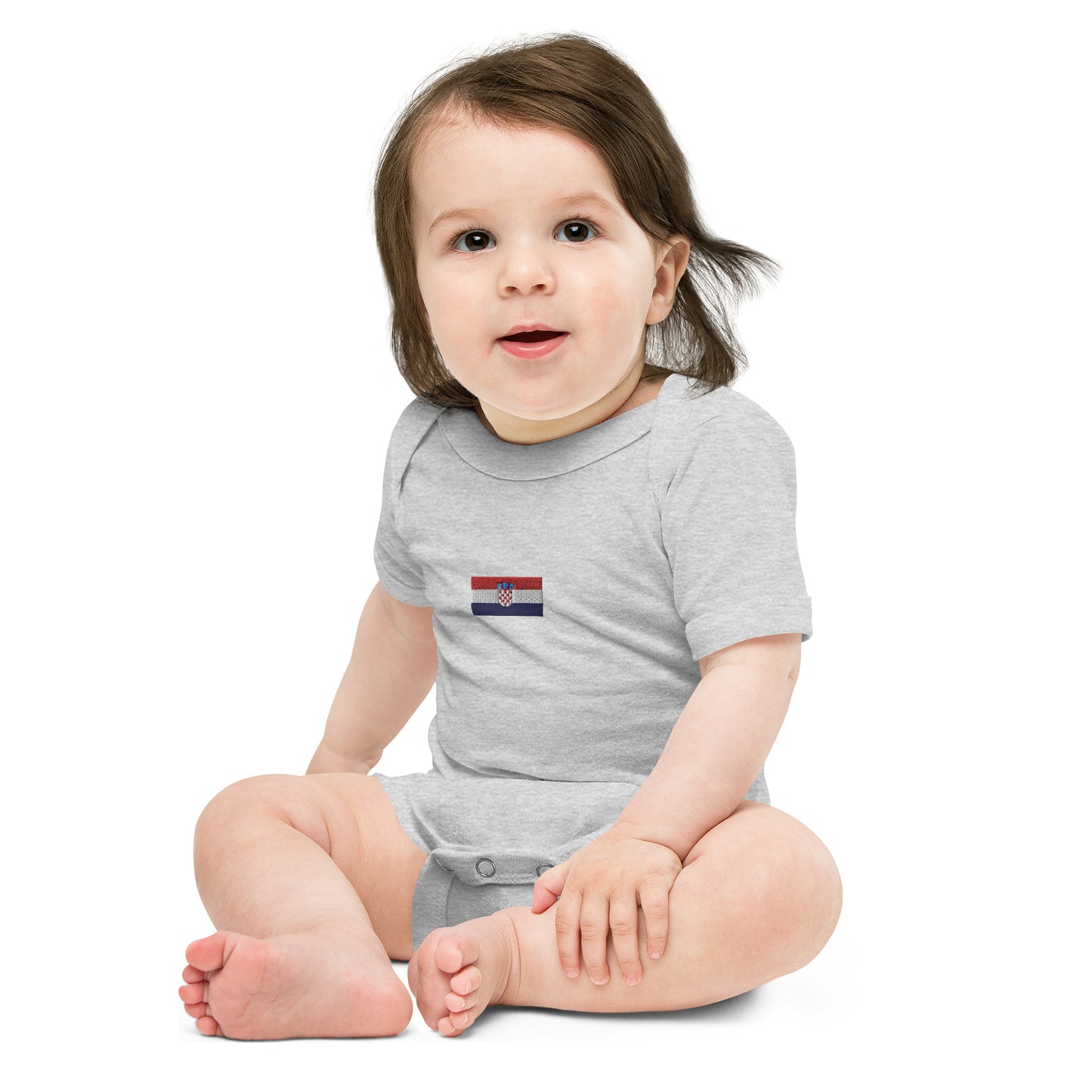 Embroided Croatian Flag Unisex Baby short sleeve one piece