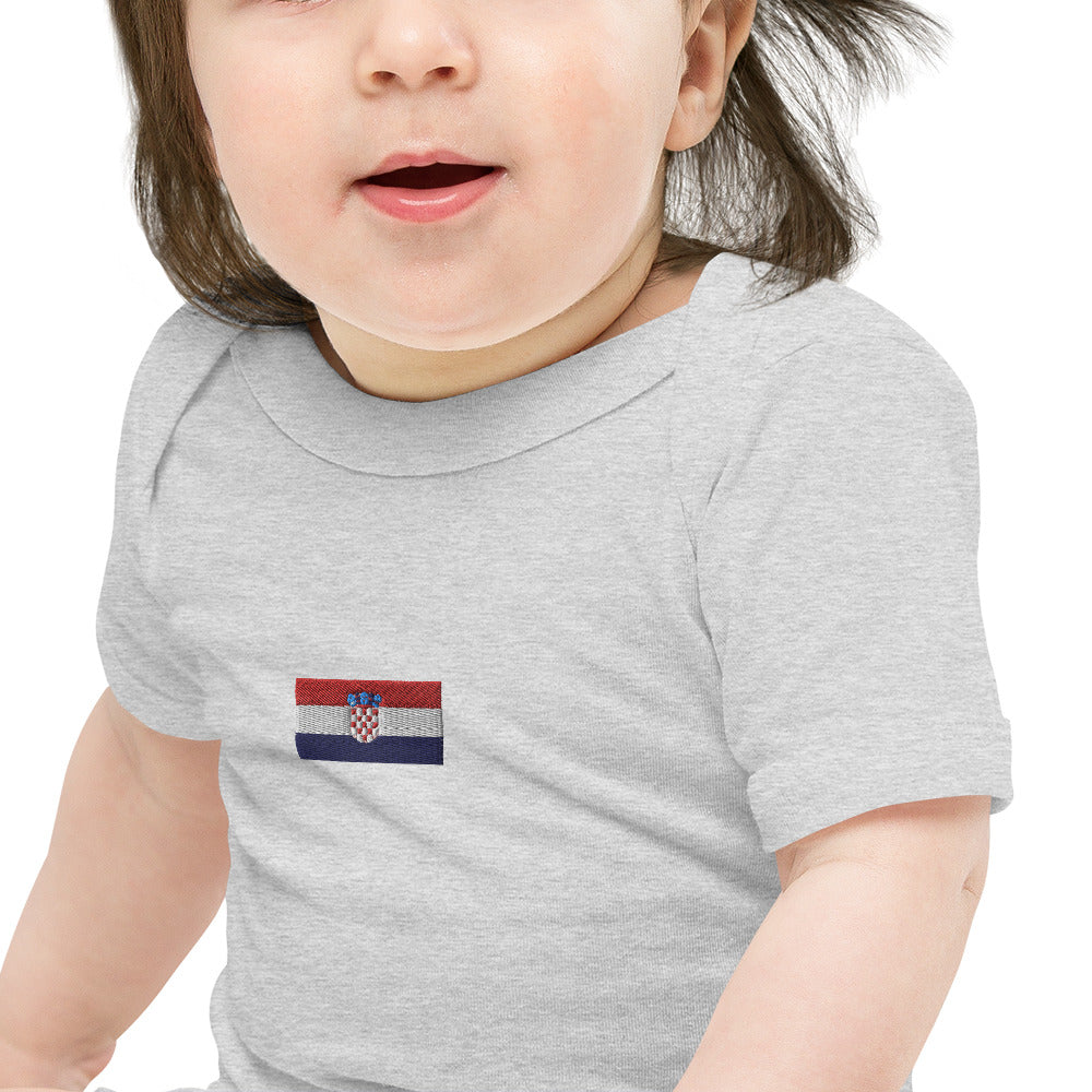 Embroided Croatian Flag Unisex Baby short sleeve one piece