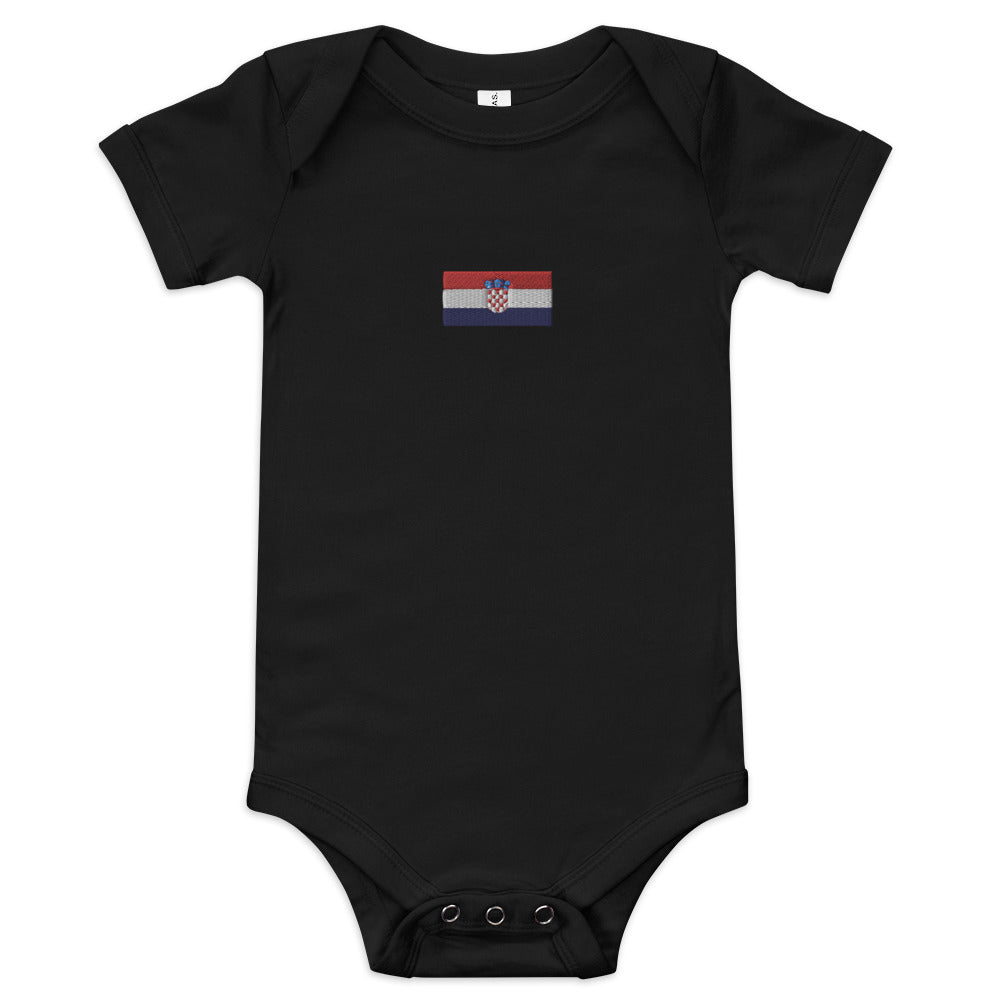 Embroided Croatian Flag Unisex Baby short sleeve one piece