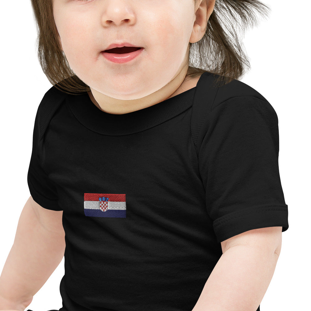 Embroided Croatian Flag Unisex Baby short sleeve one piece