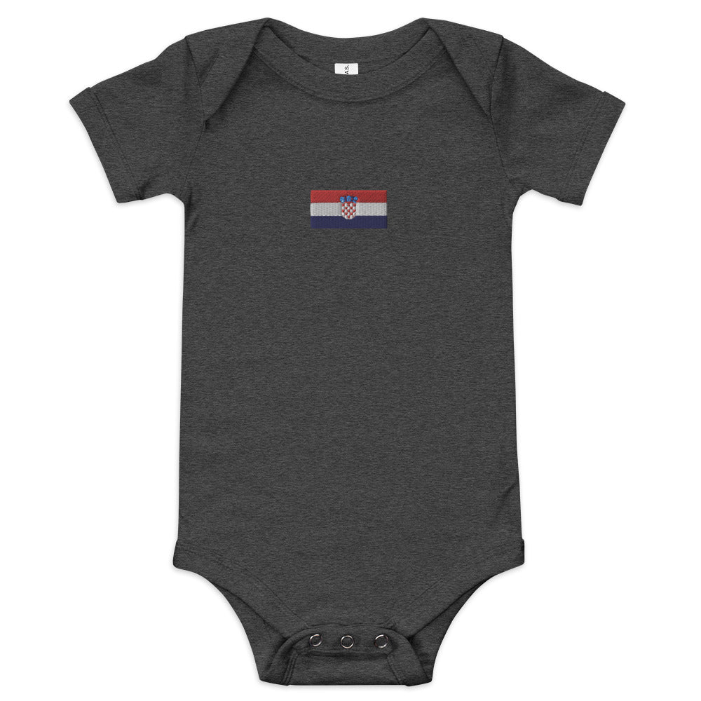 Embroided Croatian Flag Unisex Baby short sleeve one piece