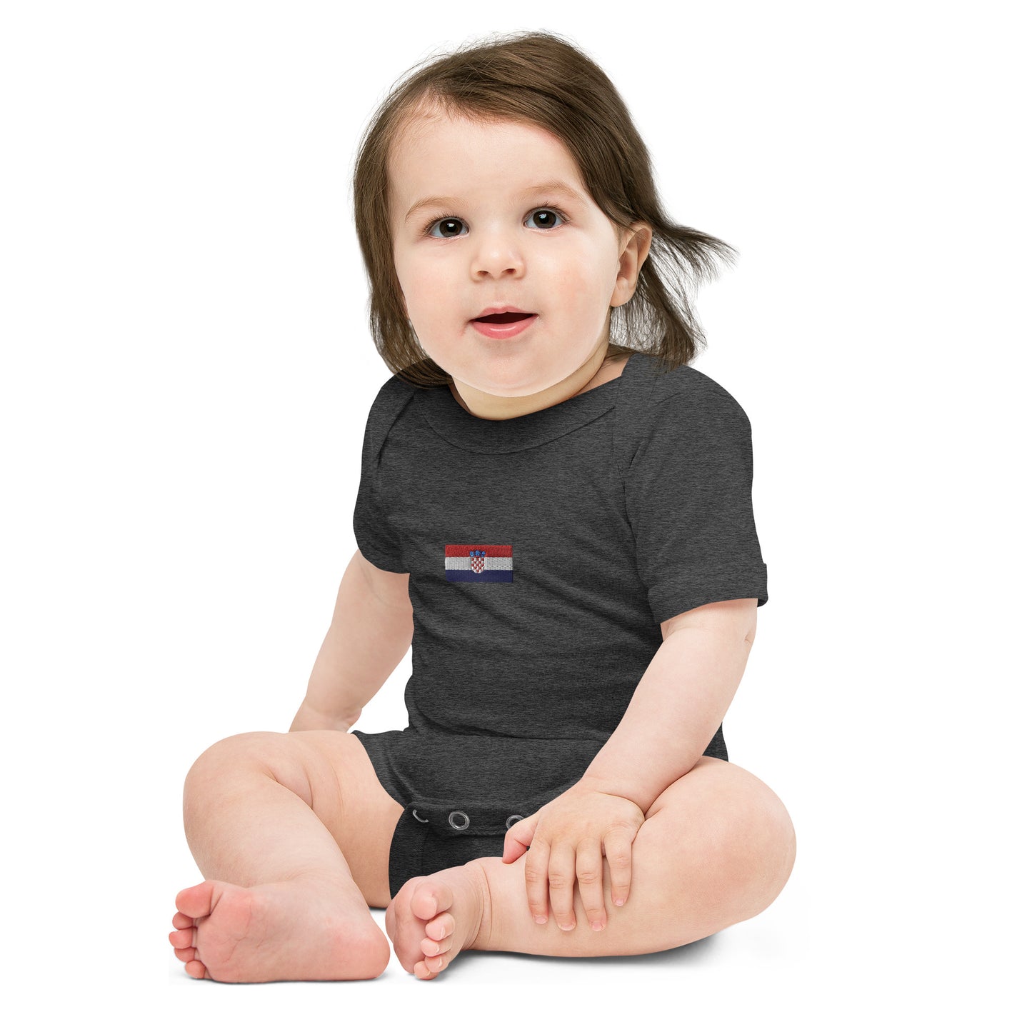 Embroided Croatian Flag Unisex Baby short sleeve one piece