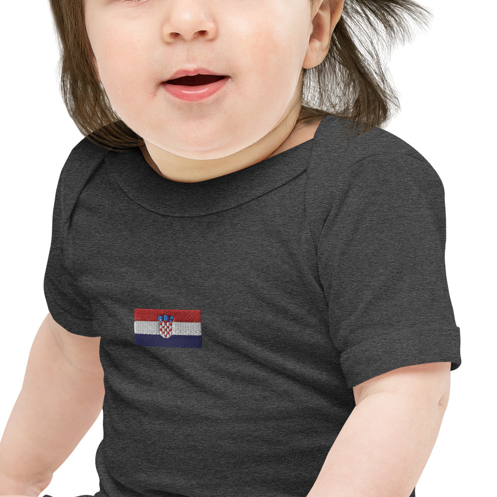 Embroided Croatian Flag Unisex Baby short sleeve one piece