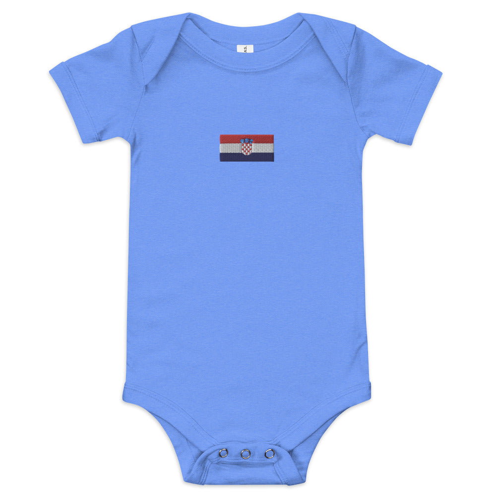 Embroided Croatian Flag Unisex Baby short sleeve one piece