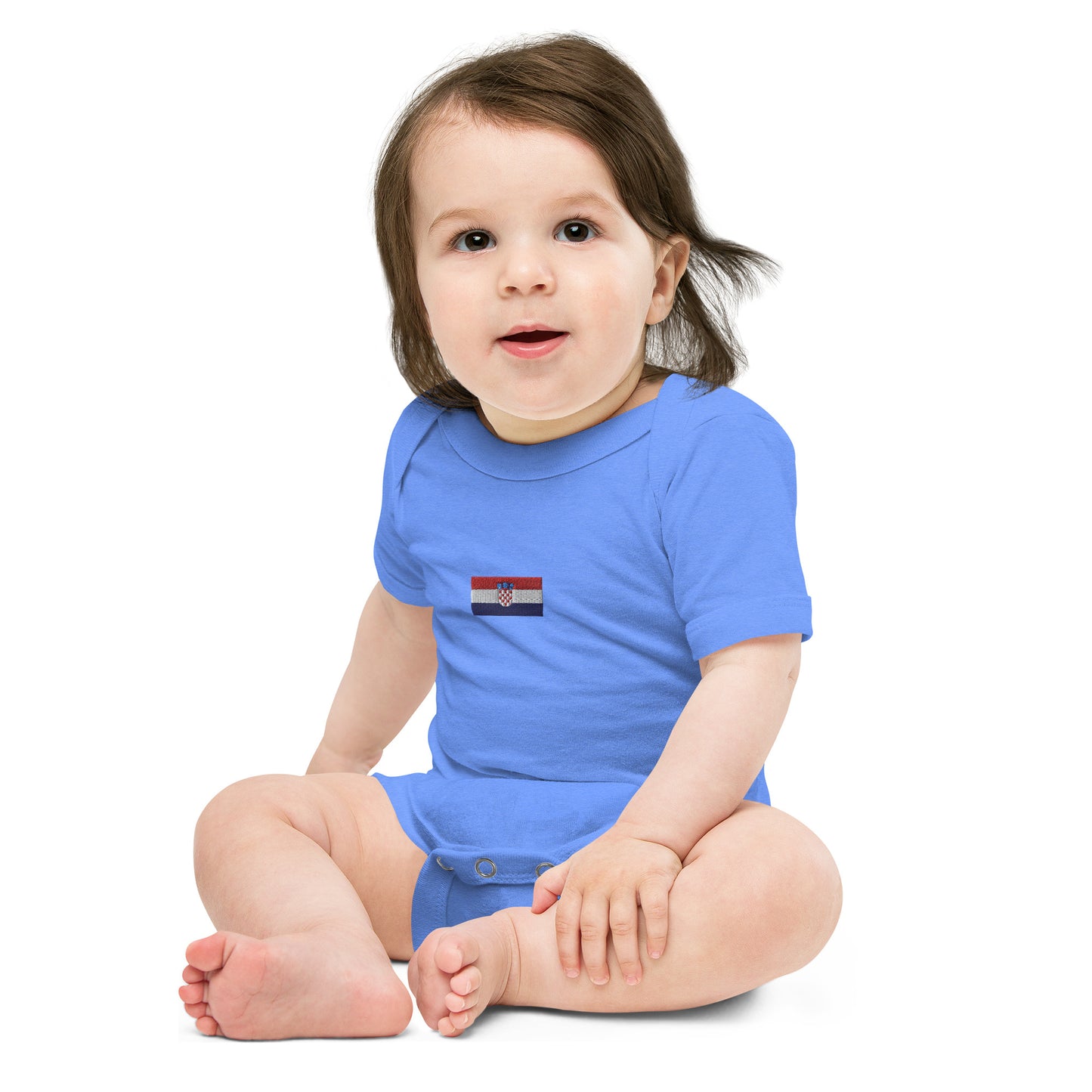 Embroided Croatian Flag Unisex Baby short sleeve one piece