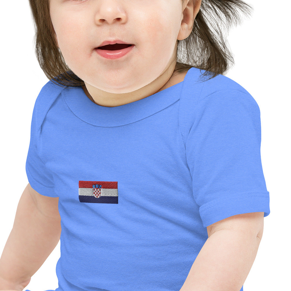 Embroided Croatian Flag Unisex Baby short sleeve one piece