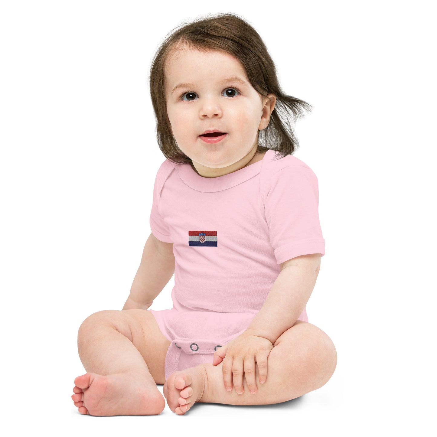 Embroided Croatian Flag Unisex Baby short sleeve one piece