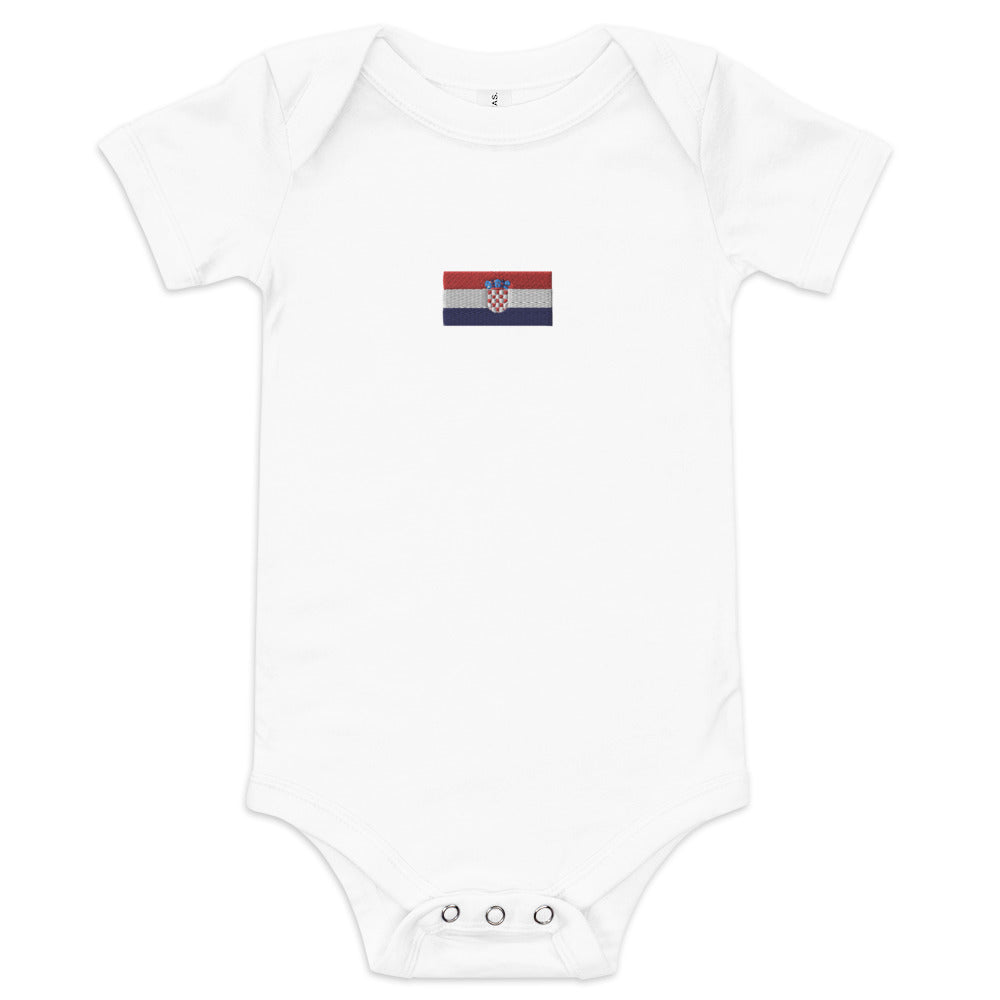 Embroided Croatian Flag Unisex Baby short sleeve one piece