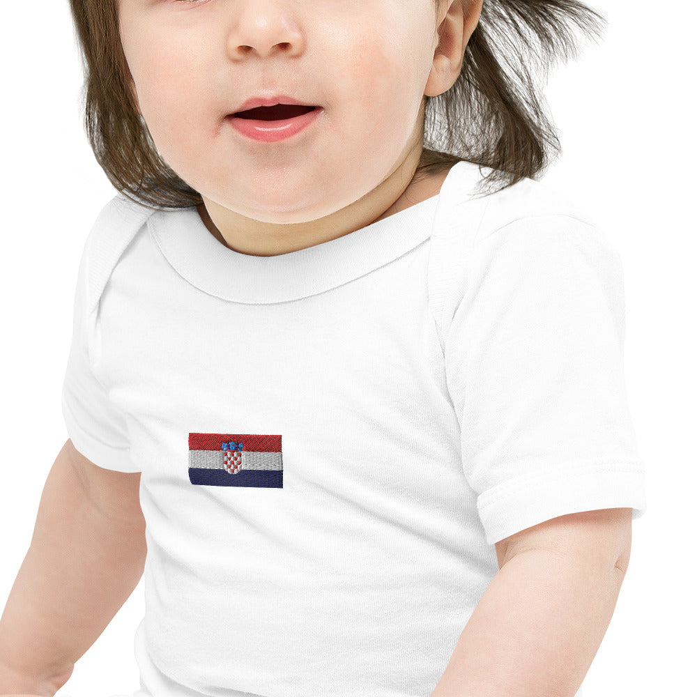 Embroided Croatian Flag Unisex Baby short sleeve one piece