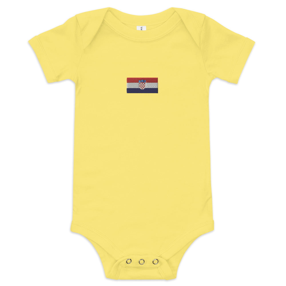 Embroided Croatian Flag Unisex Baby short sleeve one piece