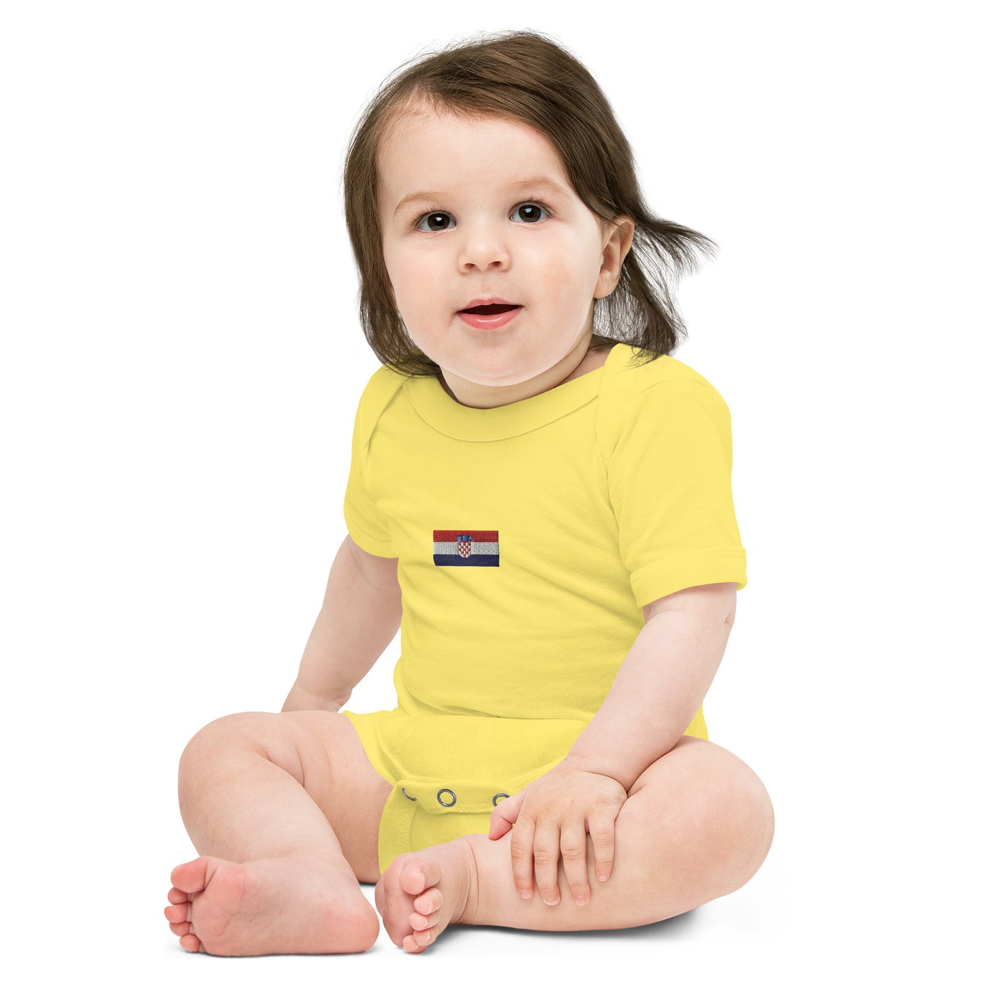 Embroided Croatian Flag Unisex Baby short sleeve one piece