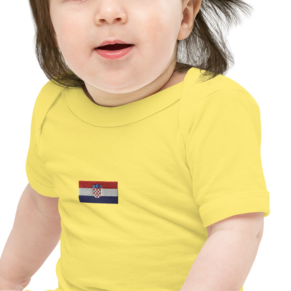 Embroided Croatian Flag Unisex Baby short sleeve one piece