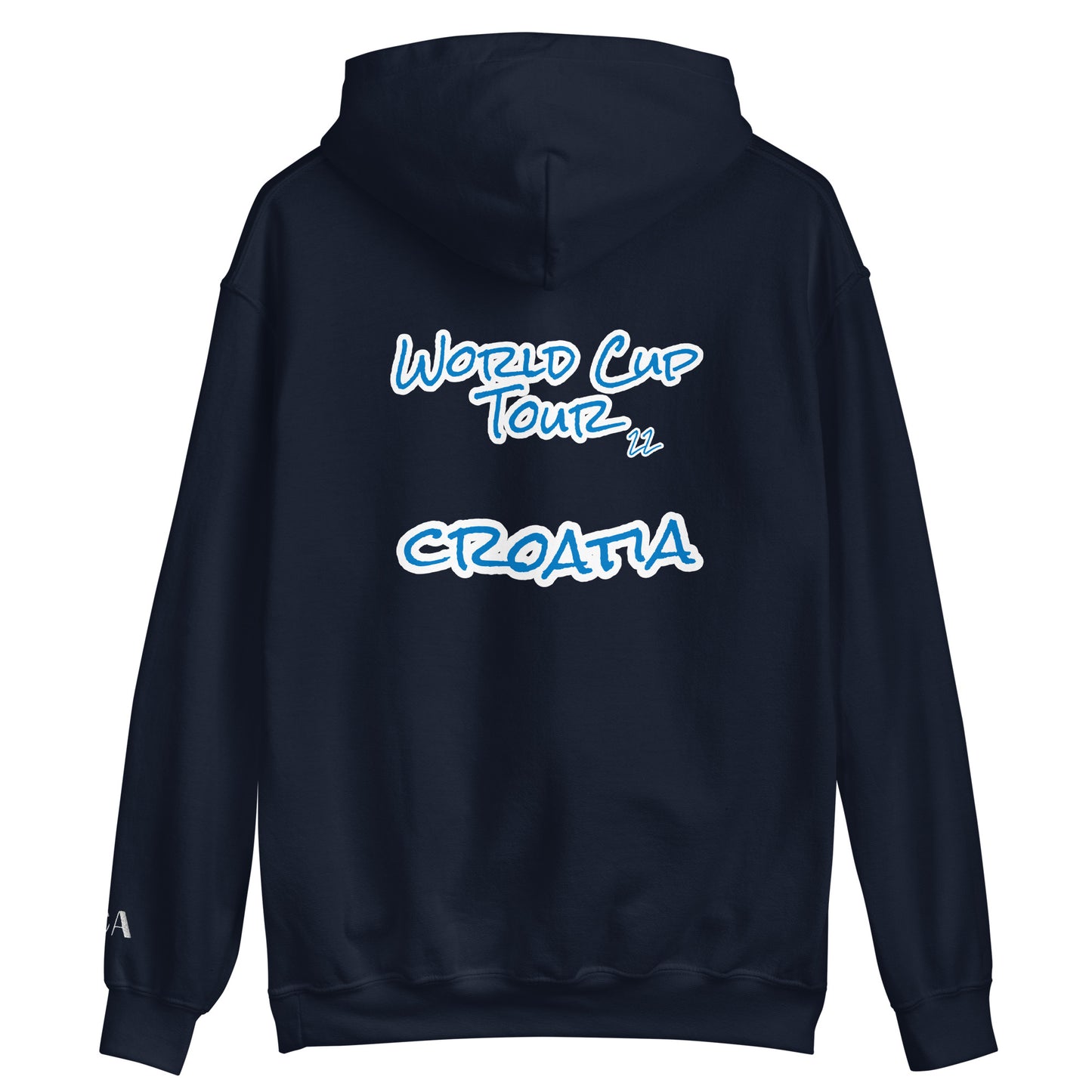 World Cup Tour 22 Croatian Unisex Hoodie - blue writing