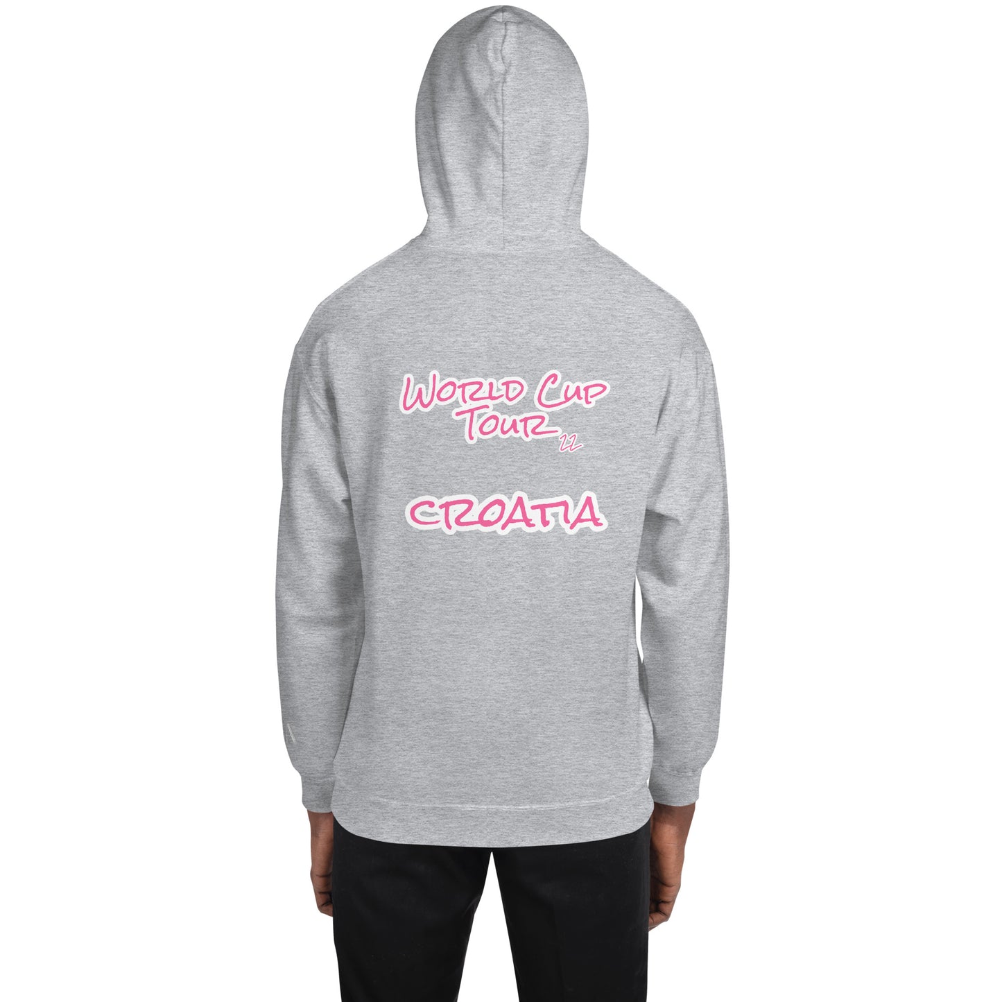 World Cup Tour 22 Croatian Unisex Hoodie - Pink Writing
