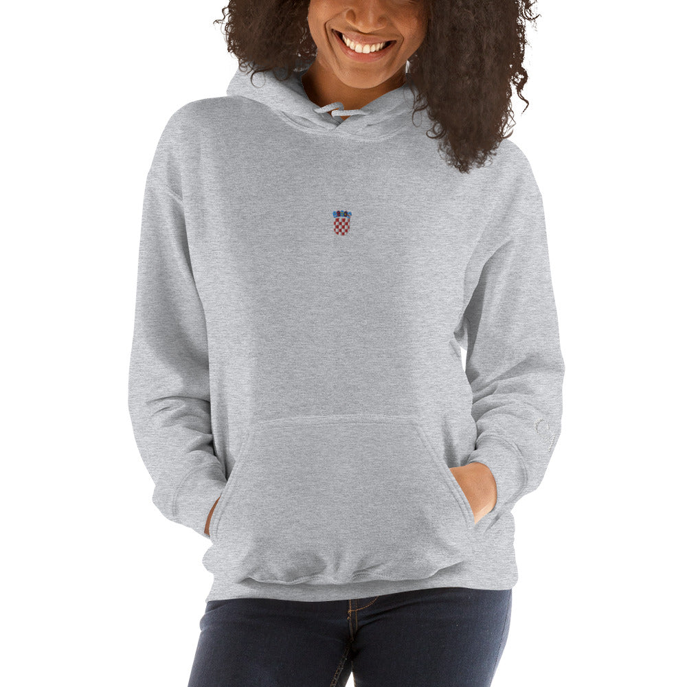 Essential Embroided Croatian Apparel Grb Unisex Hoodie