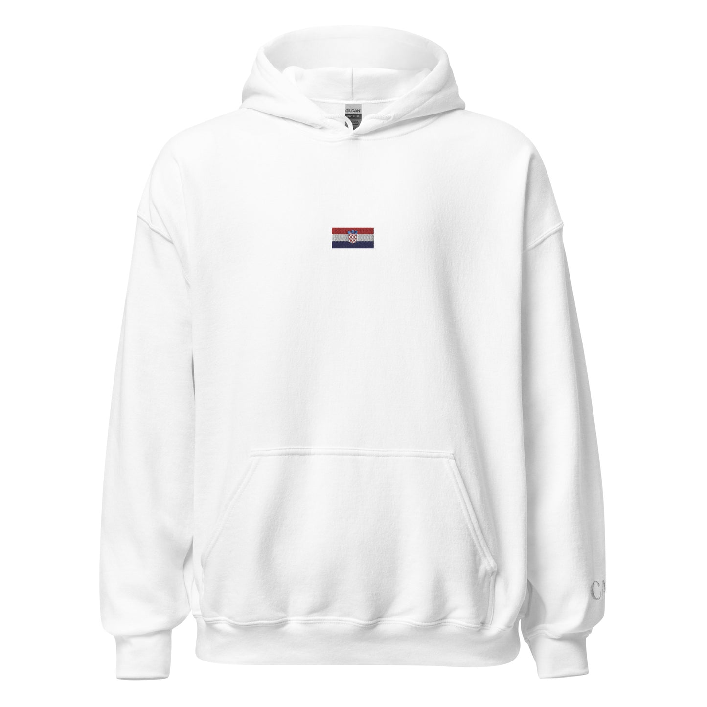 Essential Embroided Croatian Apparel Flag Unisex Hoodie