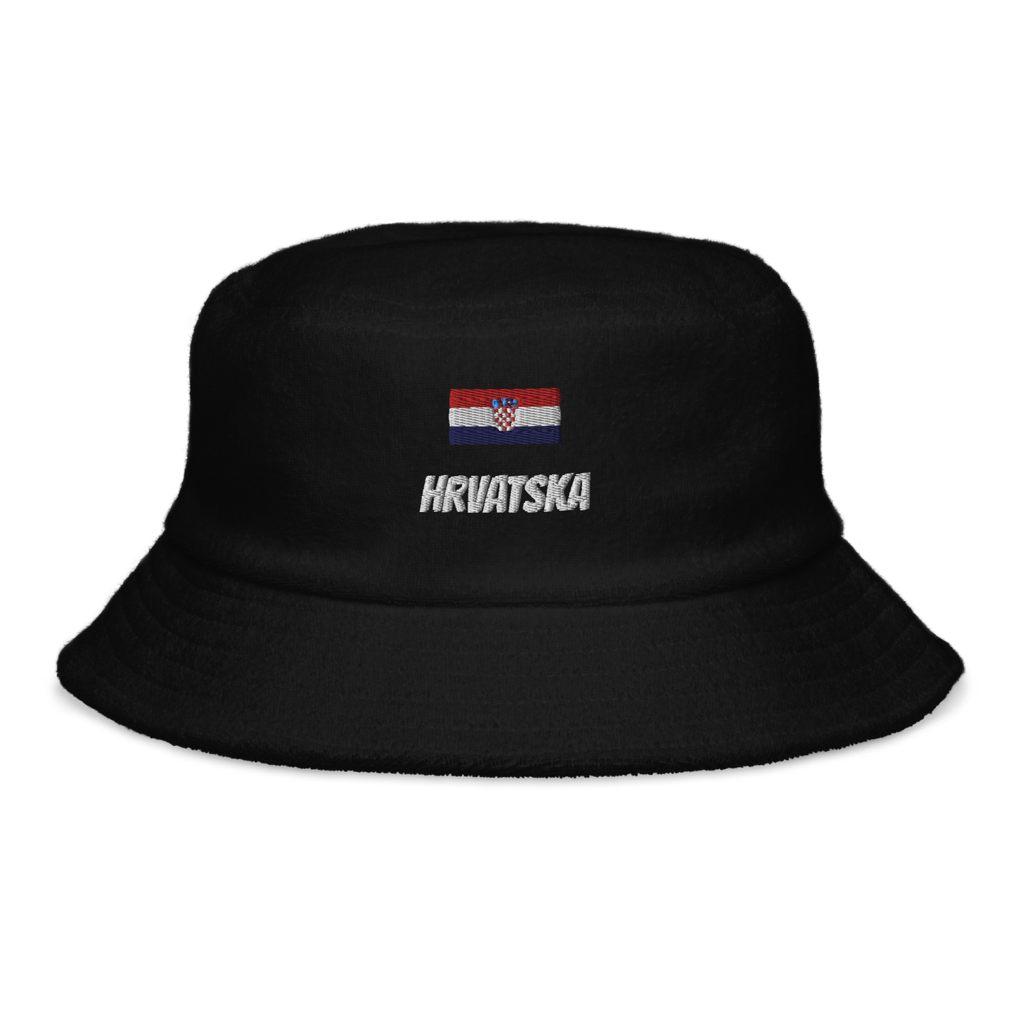 croatian flag and hrvatska terry cloth bucket hat