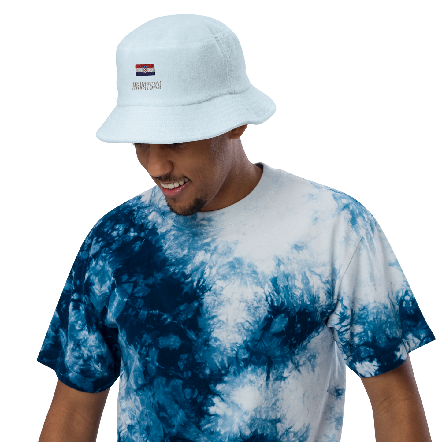croatian flag and hrvatska terry cloth bucket hat