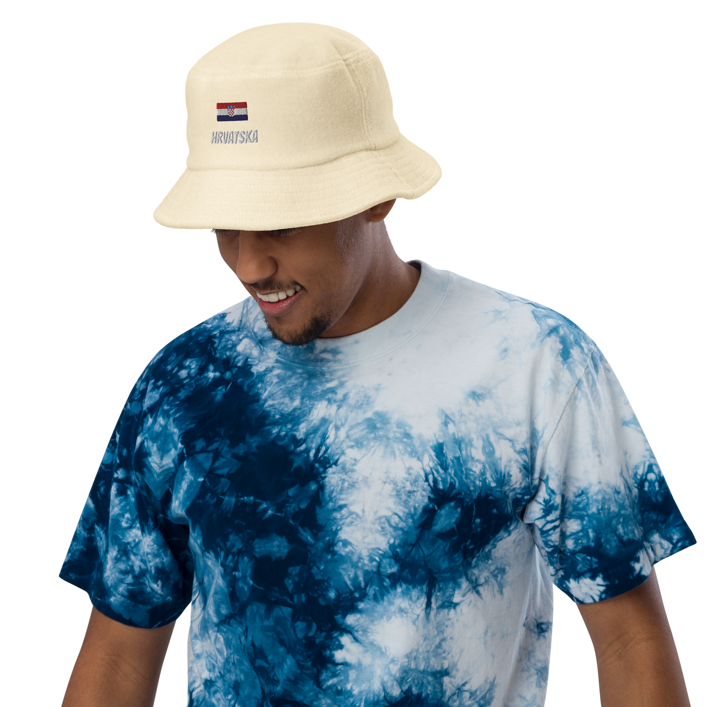 croatian flag and hrvatska terry cloth bucket hat
