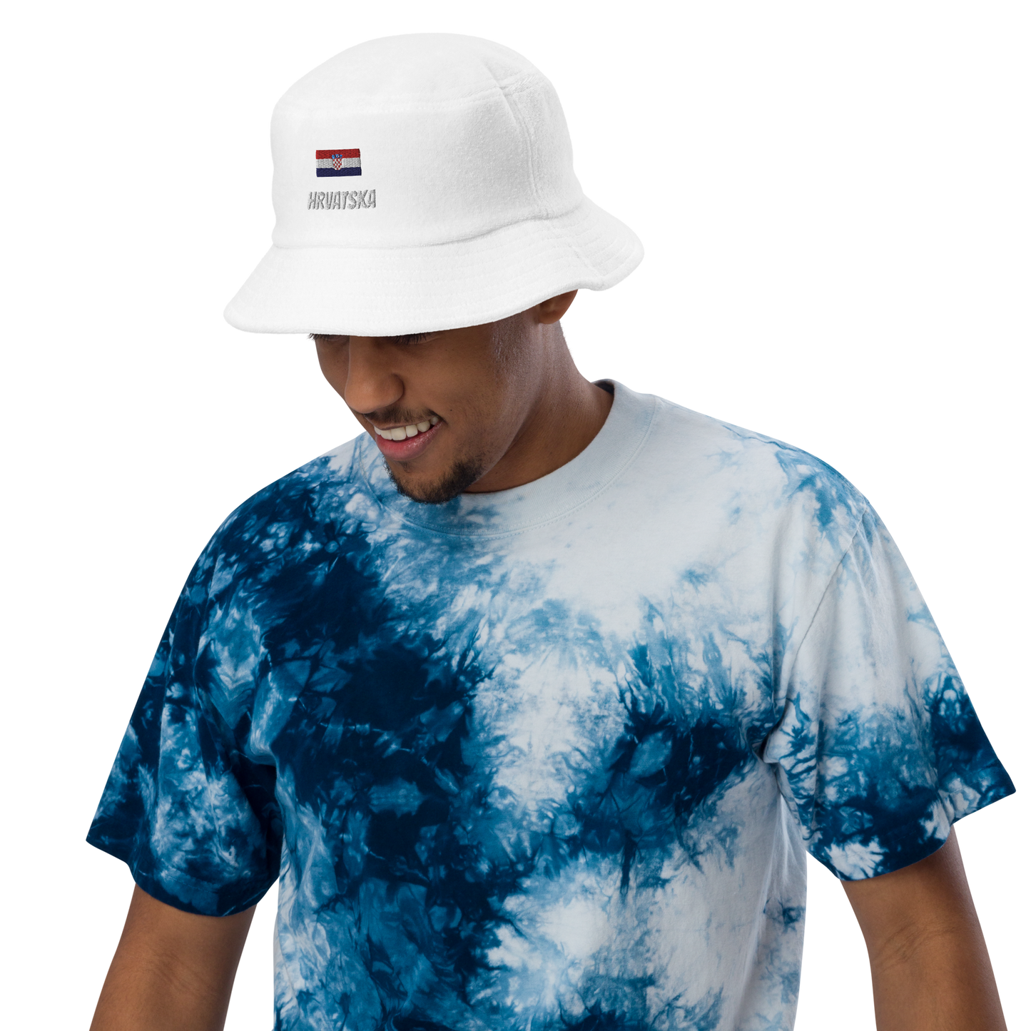 croatian flag and hrvatska terry cloth bucket hat