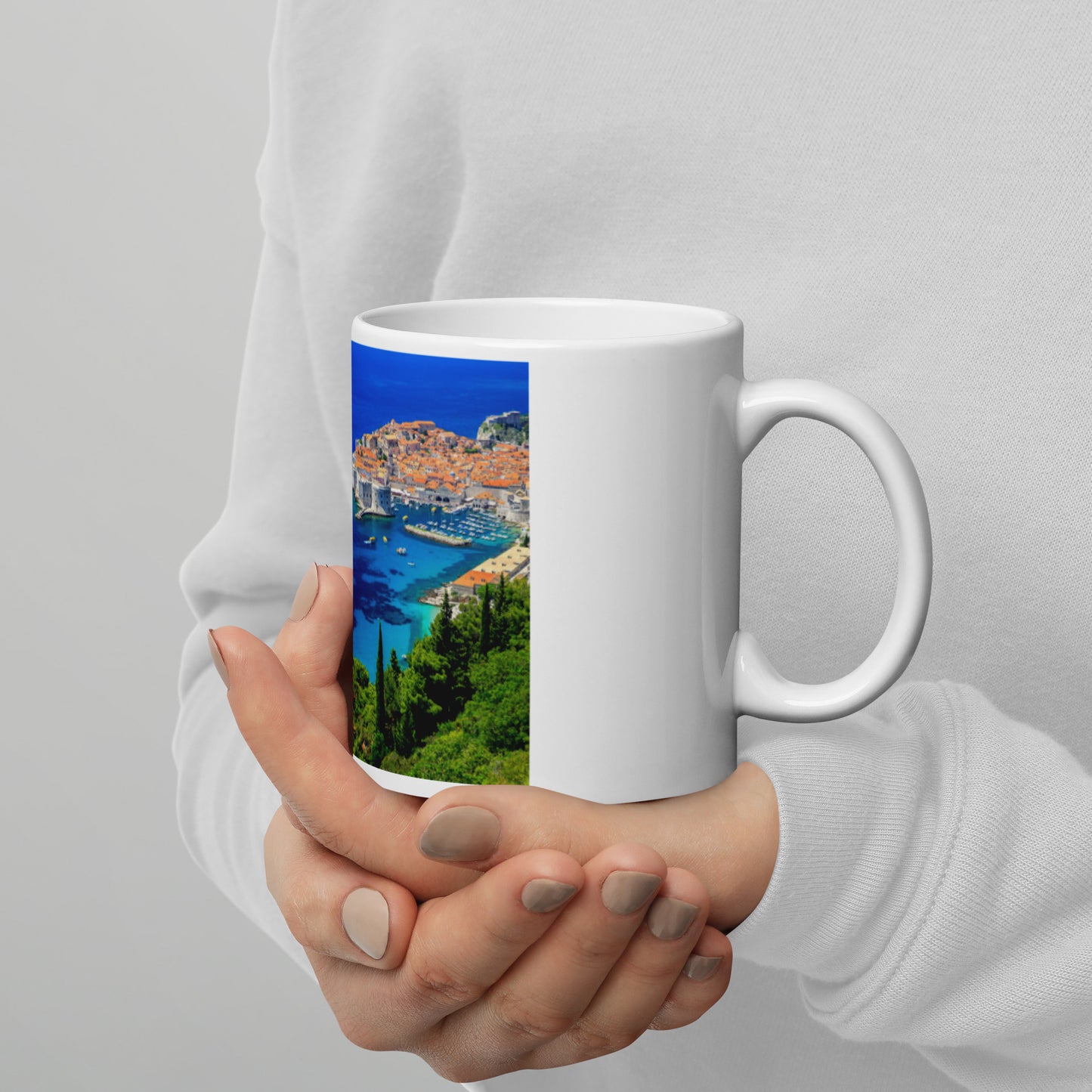 Croatian Coast White glossy mug