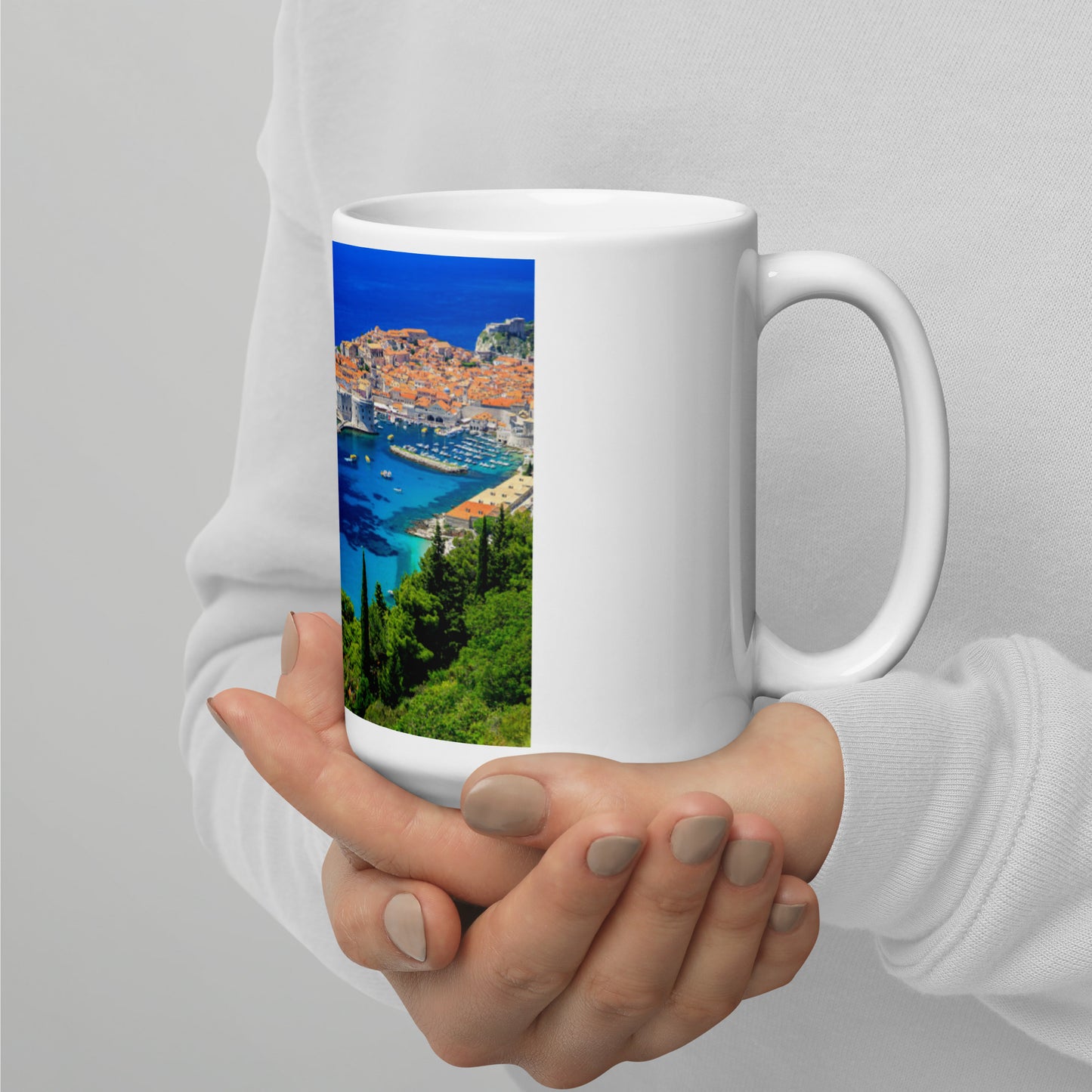 Croatian Coast White glossy mug