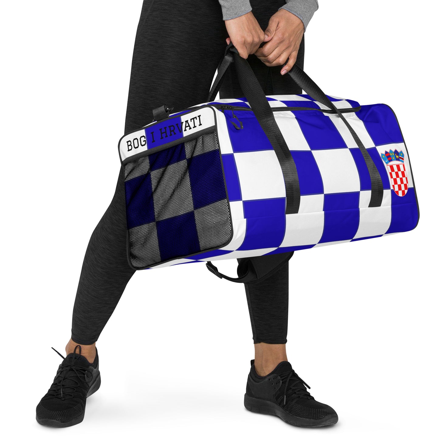 Croatian Blue Checkered 'bog i hrvati' Duffle bag