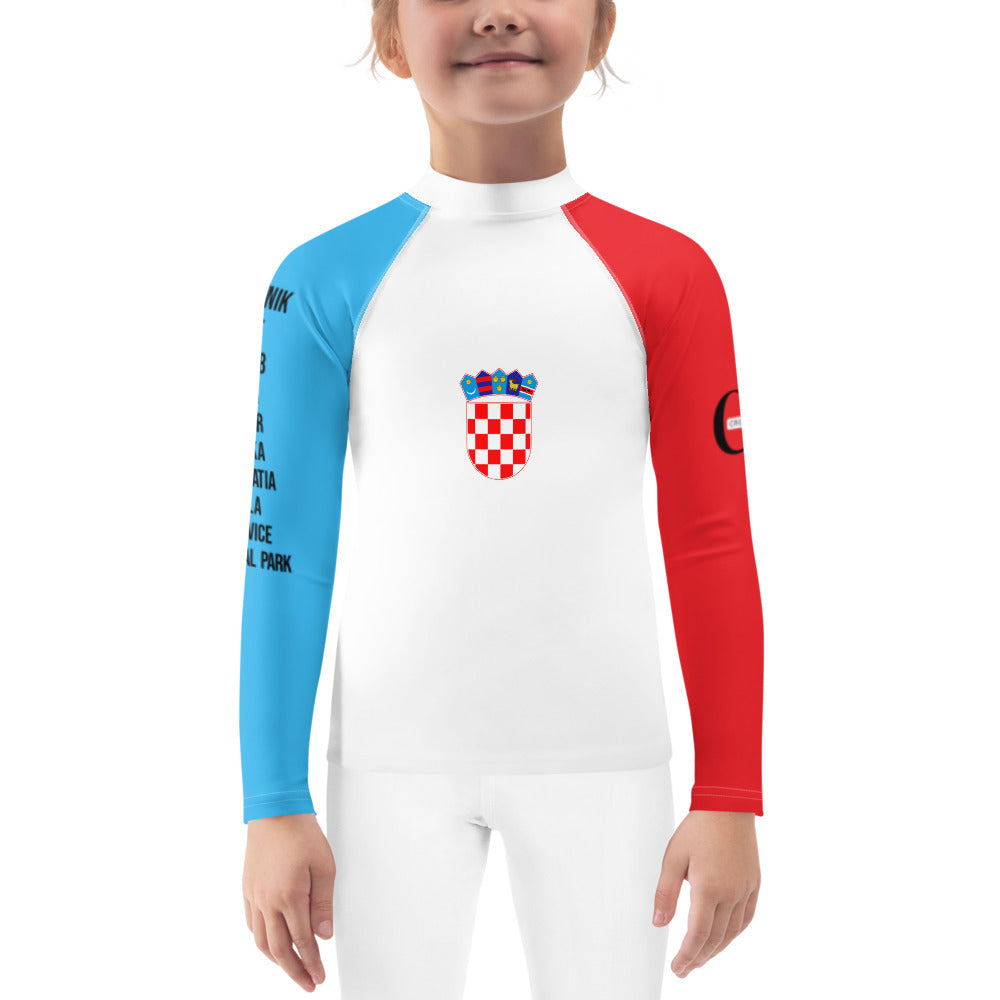 Croatian Apparel Sky Blue and Red Kids Rash Guard