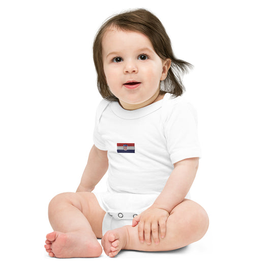 Embroided Croatian Flag Unisex Baby short sleeve one piece