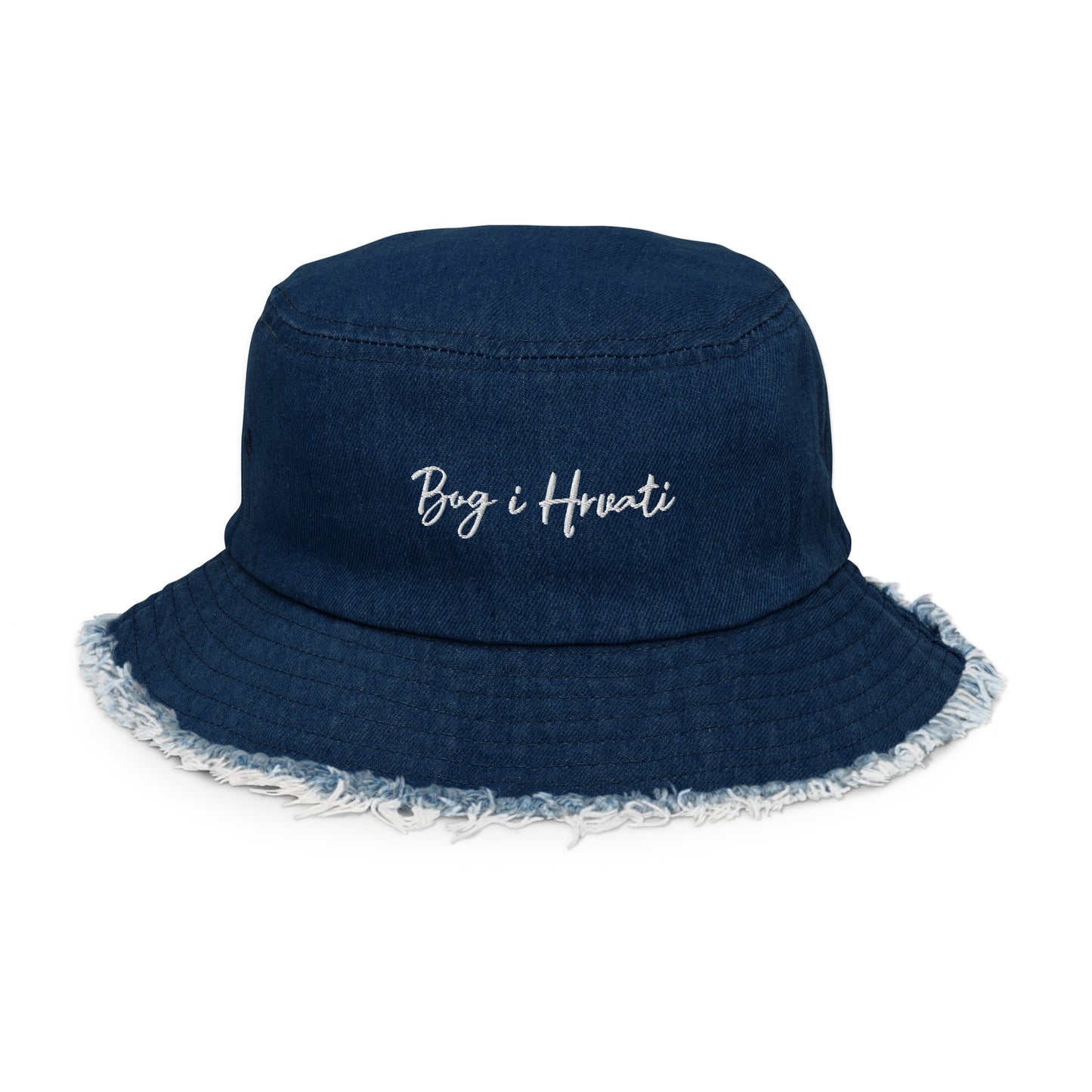 Unisex Bog i Hrvati Distressed denim bucket hat