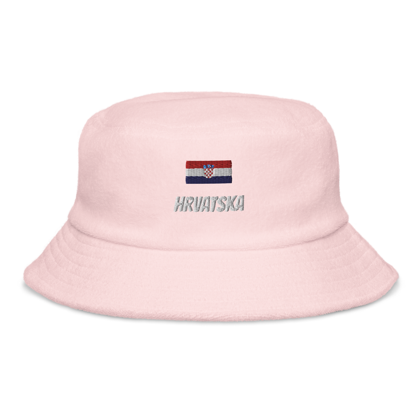 croatian flag and hrvatska terry cloth bucket hat